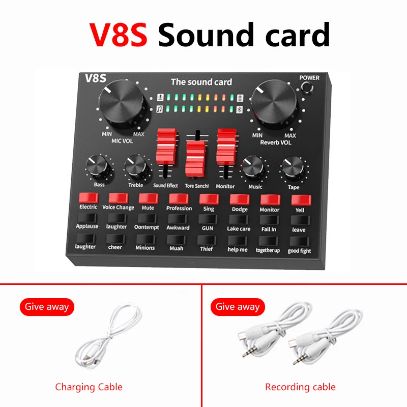 V8S Usb Interface Sound Card Audio Mixer Mikrofon Webcast Live Sound Card Usb Fungsi Untuk CellPhone Support Tik Tok