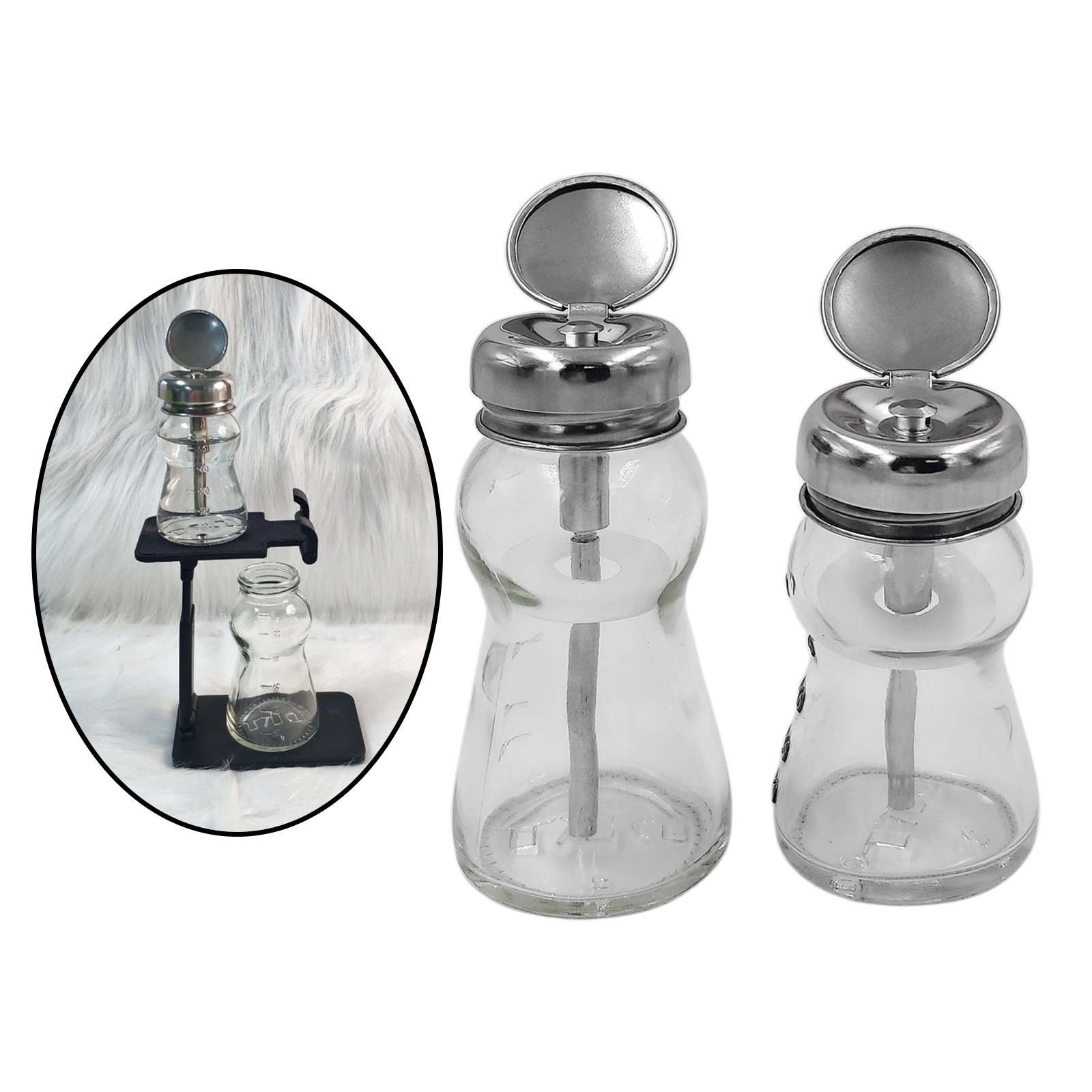 1Pc Transparent Remover Pump Press Bottle Dispensers Lockable with Cover Storage Bottle Container for Nail Polish Home Use