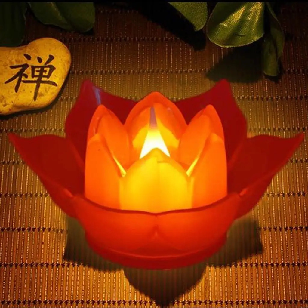 LED Lotus Lamp Floating Water Wishing Artificial Candle Light Electronic Candle for Party Temple Fair Decor