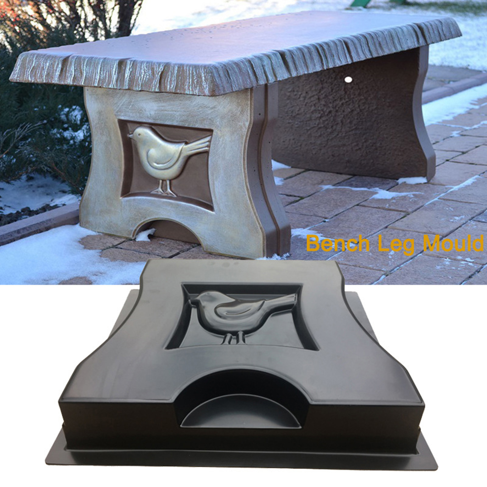 Black Bench Leg Mould Bird Shaped DIY Concrete Garden Patio Garden Benches