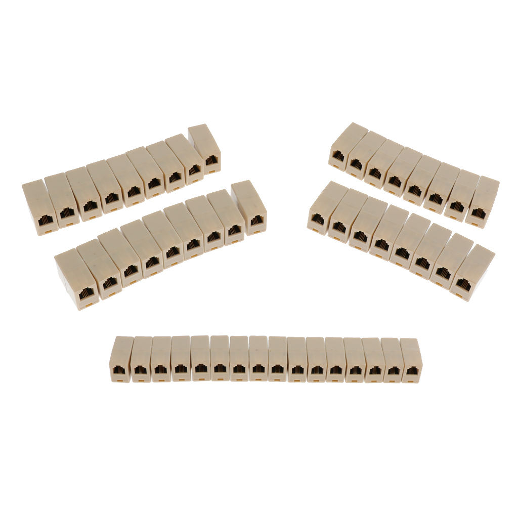  6-Pin Modular Straight-Through Inline Coupler for Phone Cable (50 Pack)