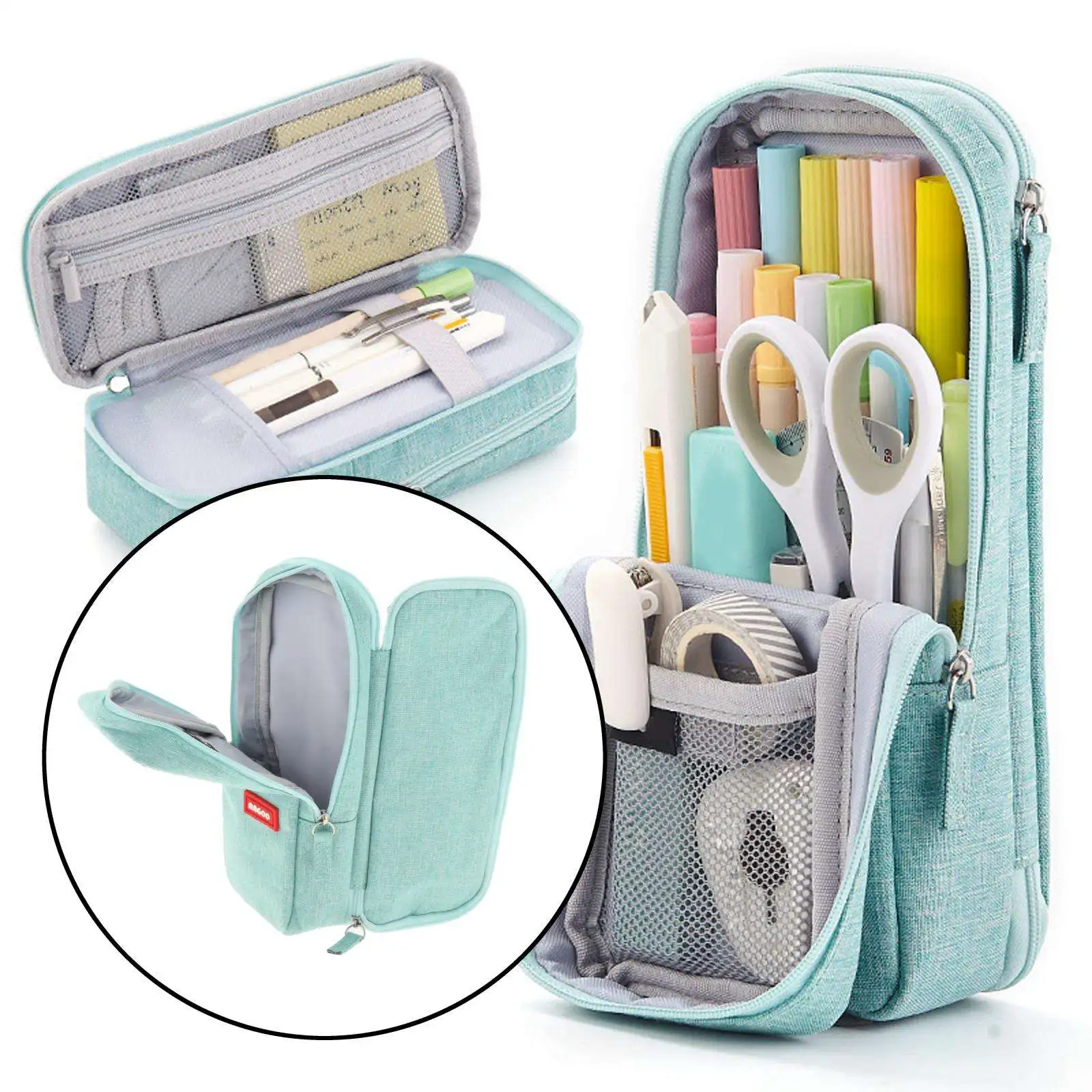 Pencil Case Makeup Bags Multiple Compartments College Storage Organizer for Teen Boys Girls Pen Pouch Stationery Bag Office
