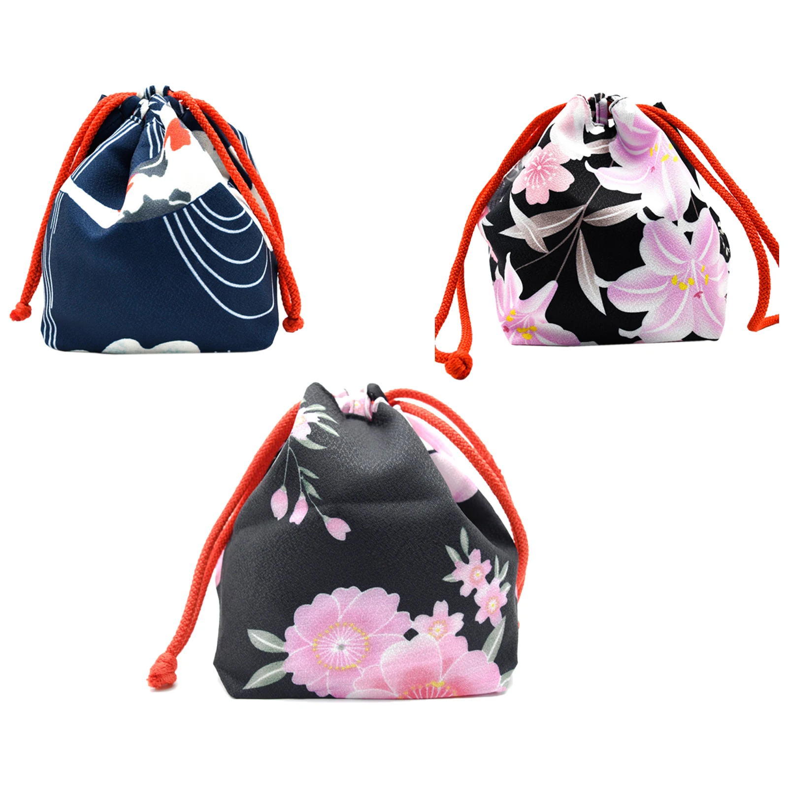 Japanese Drawstring Bag Travel Cosmetic Jewelry Coin Purse Home Office School Lunch Handbag Totes Sundry Phone Pouch Organizer