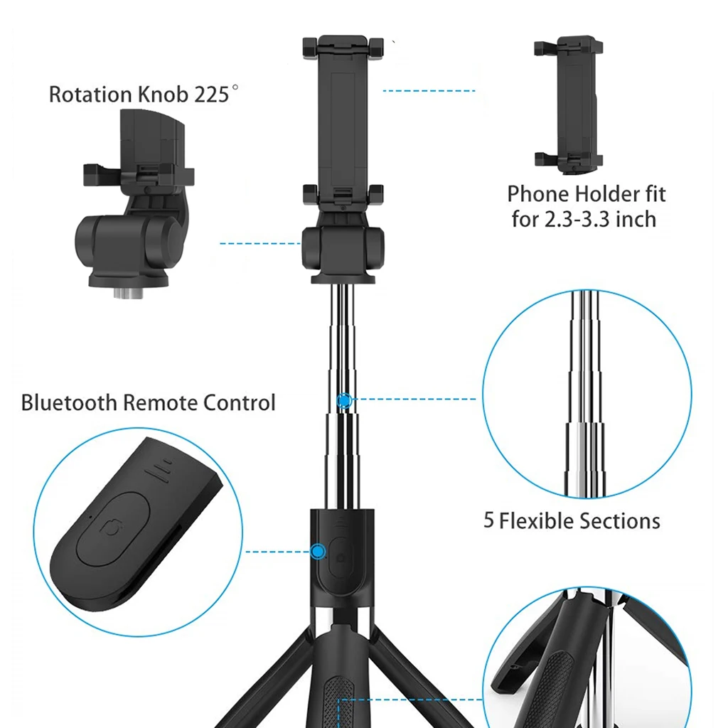 Mini 3 In 1 Selfie Stick Tripod With Bluetooth Remote Shutter Extendable Selfie Tripod Cell Phones Tripod Stand Universal