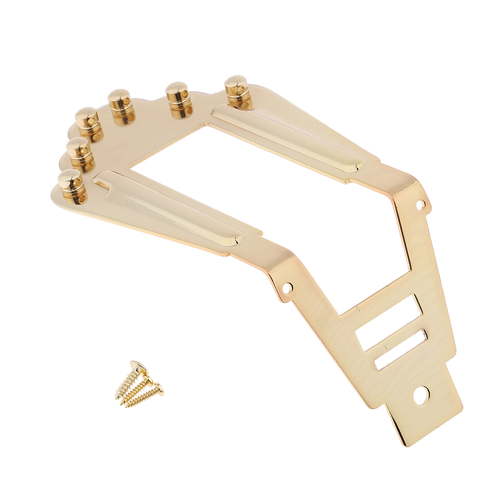Tooyful 6 String Guitar Tailpiece Bridge for Archtop Jazz Guitar Replacement Parts Golden