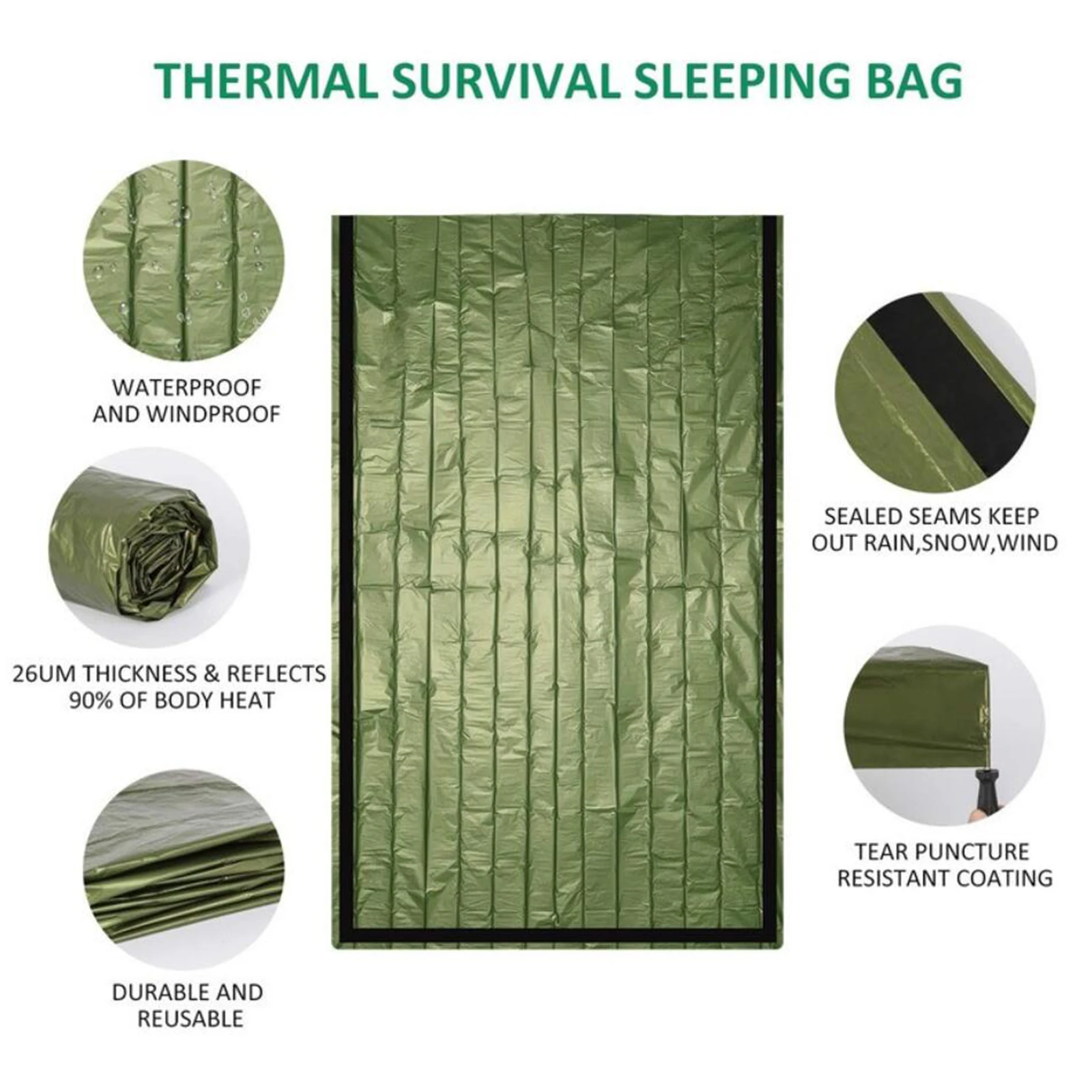 Emergency Blanket Survival Safety Insulating Mylar Thermal Heat Bivy Sack
