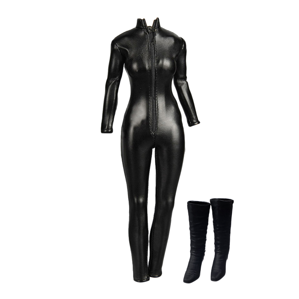 1/6 Girl Jumpsuit Zipper High Heel Shoes for 12
