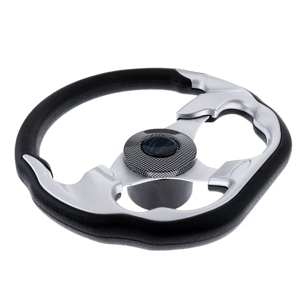 MagiDeal 310mm Aluminum Alloy D Shape Marine Boat Steering Wheel 3/4` Key Way Tapered for Canoe Kayak Fishing Boat Parts 