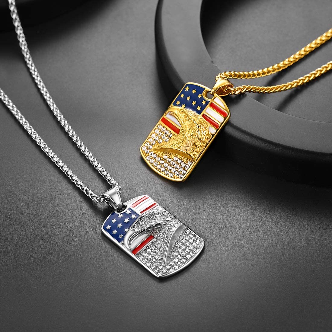 Flat Dog Tag Pendant Necklace for Men 