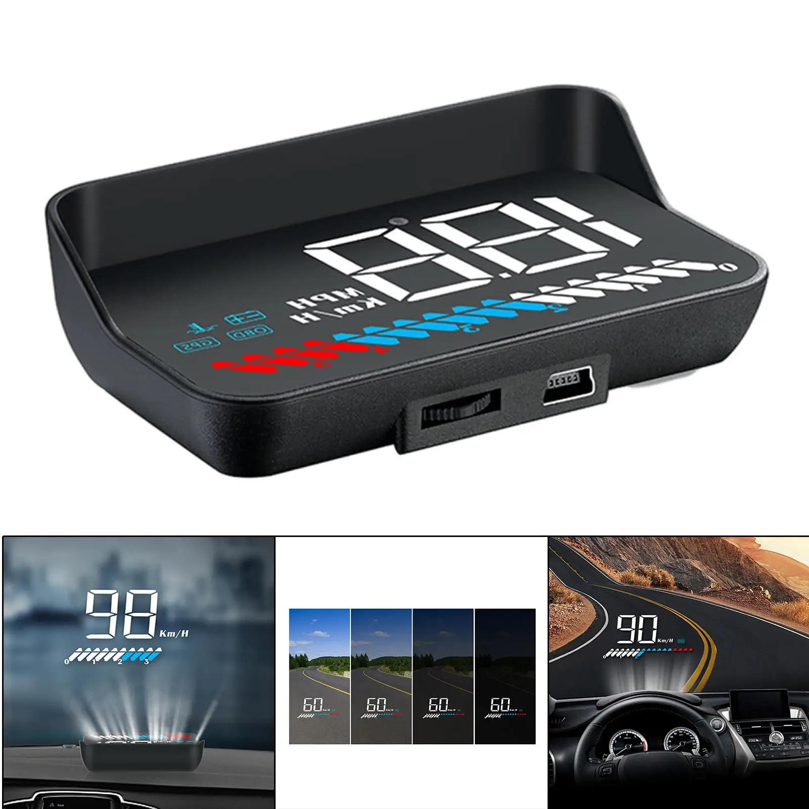 Multifunctional Head up Display Car HUD OBD2 GPS Practical Function Windshield Projector Digital 3.7inch Universal for Truck Car