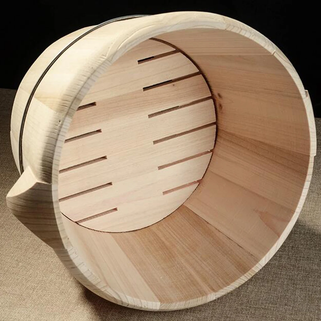 Japan Bargain Hangiri Wooden Sushi rice Mixing Bowl with Lid portable