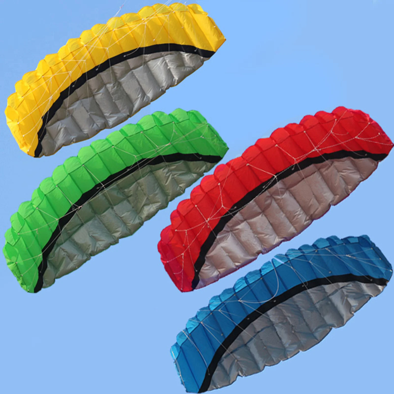 Inflatable Beach Summer Surfing Stunt Kite 2.5m Dual Line Sport Foil Parachute Kites for Unisex Adults Kids Outdoor Water Sports
