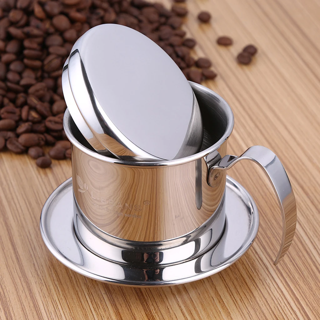 Vietnamese Coffee Maker Bean Drip Filter Infuser Single Cup 7cm Silver