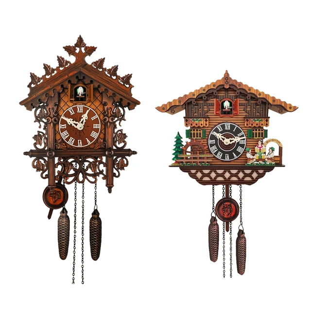 Orologio a cucù in legno antico soggiorno orologi da parete campana altalena  pendolo decorazioni per la casa ornamento artigianale Home Day Time Alarm