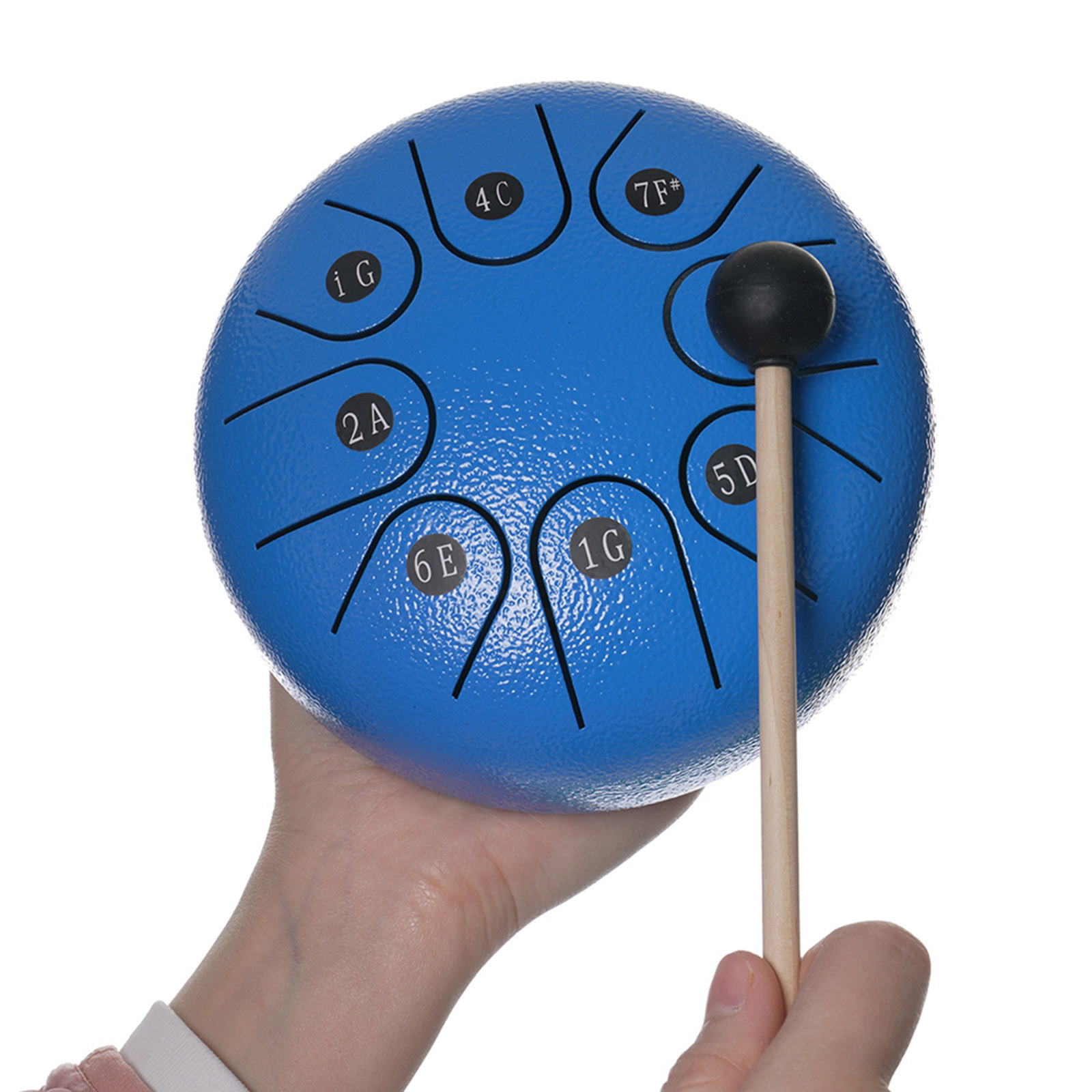 1pc Mini 8 Notes 6in Steel Handpan Tongue Drum Standard C Key and Drumsticks Carry Bag Gifts Blue