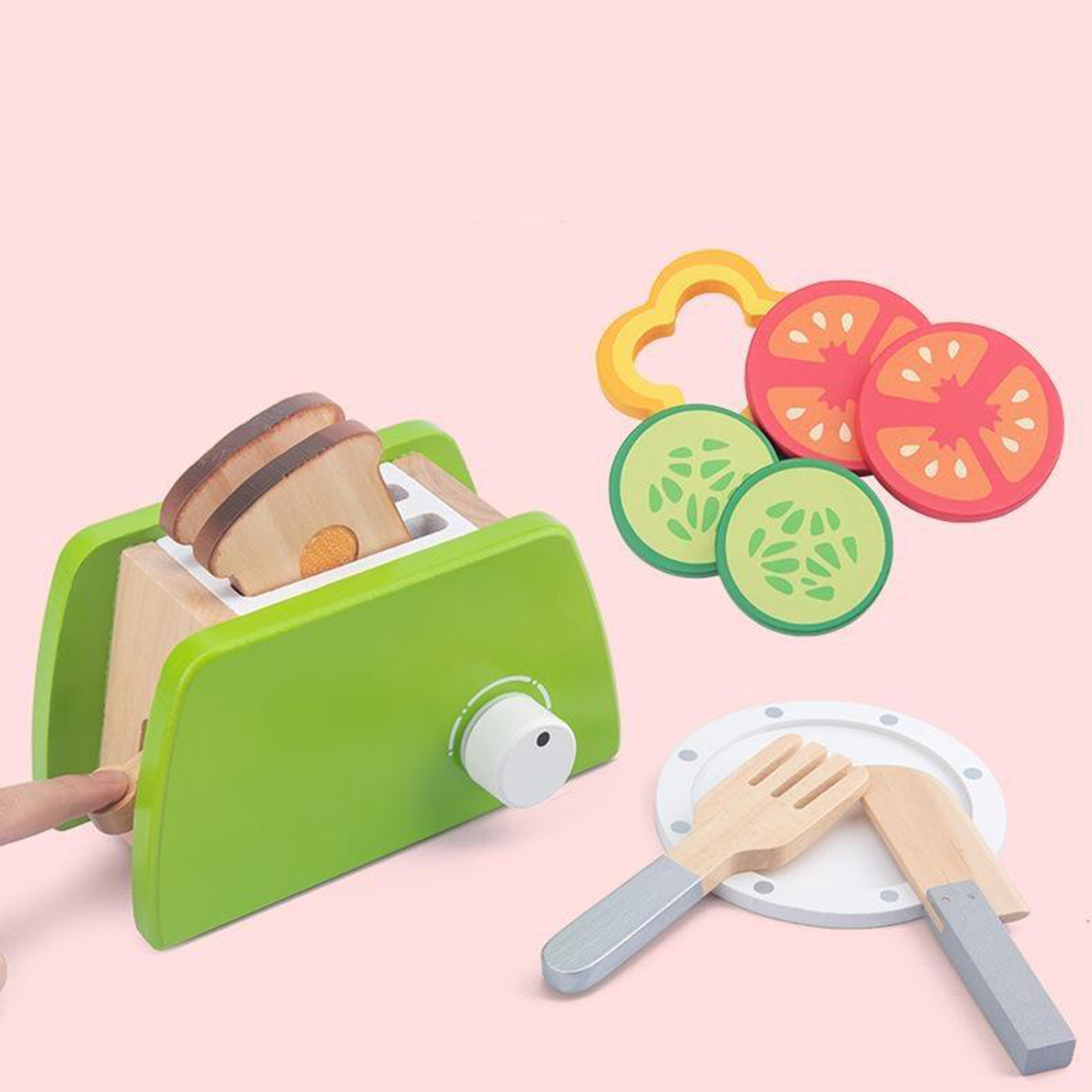 7pcs Kids Wooden Cutting Vegetable Toy Children Pretend Kitchen Food Play Toy for Toddler