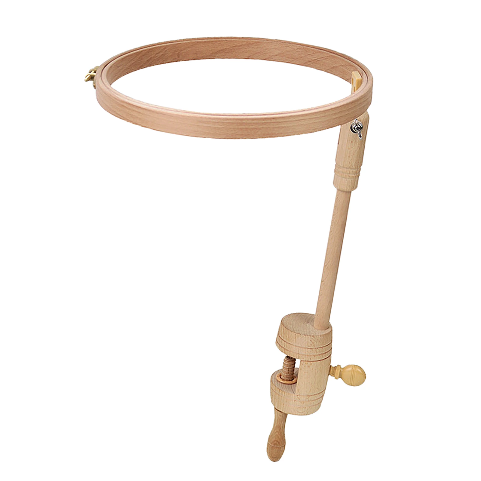 Embroidery Stand Natural Beech Wooden Adjustable Cross Stitch Lap Hoop Holder for Gift