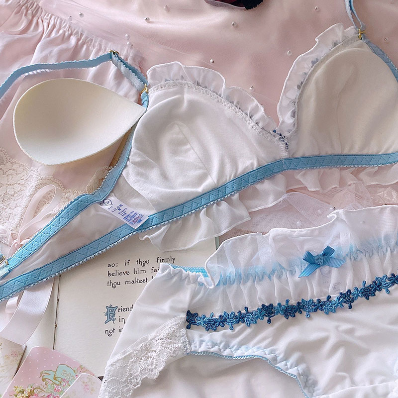 Japanischen Unterwäsche Set Lolita Bh und Panty Fee Süße Spitze Blütenblatt Sexy Dünne Reine Desire Draht Freies Dreieck Tasse Bh set Mädchen – Detail 6