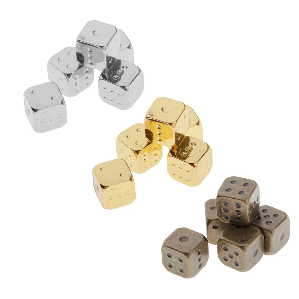 Six Sided Dice D6 Set Of 5 Zinc Alloy Dices D&D RPG MTG Game Supply Roleplaying Table Board Game KTV Party Supplies