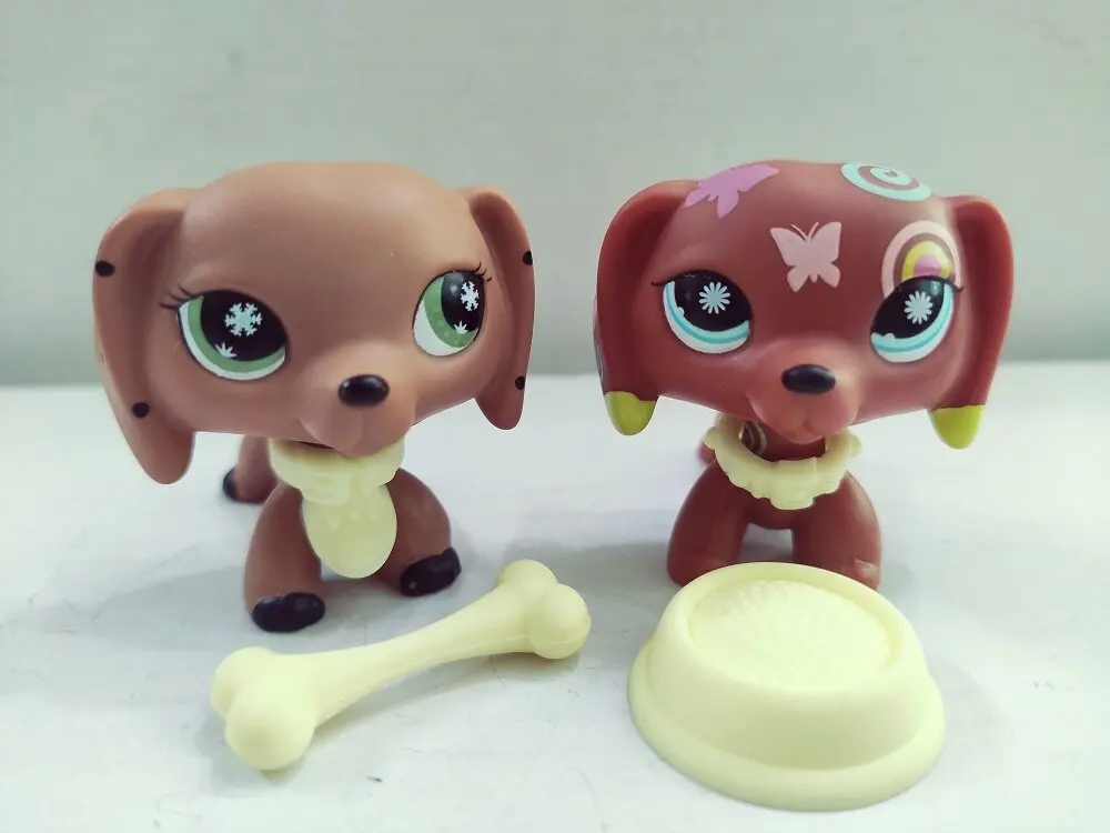 Littlest Pet Shop Dachshund dogs LPS toys #1010 Colorful dog with Accessories 