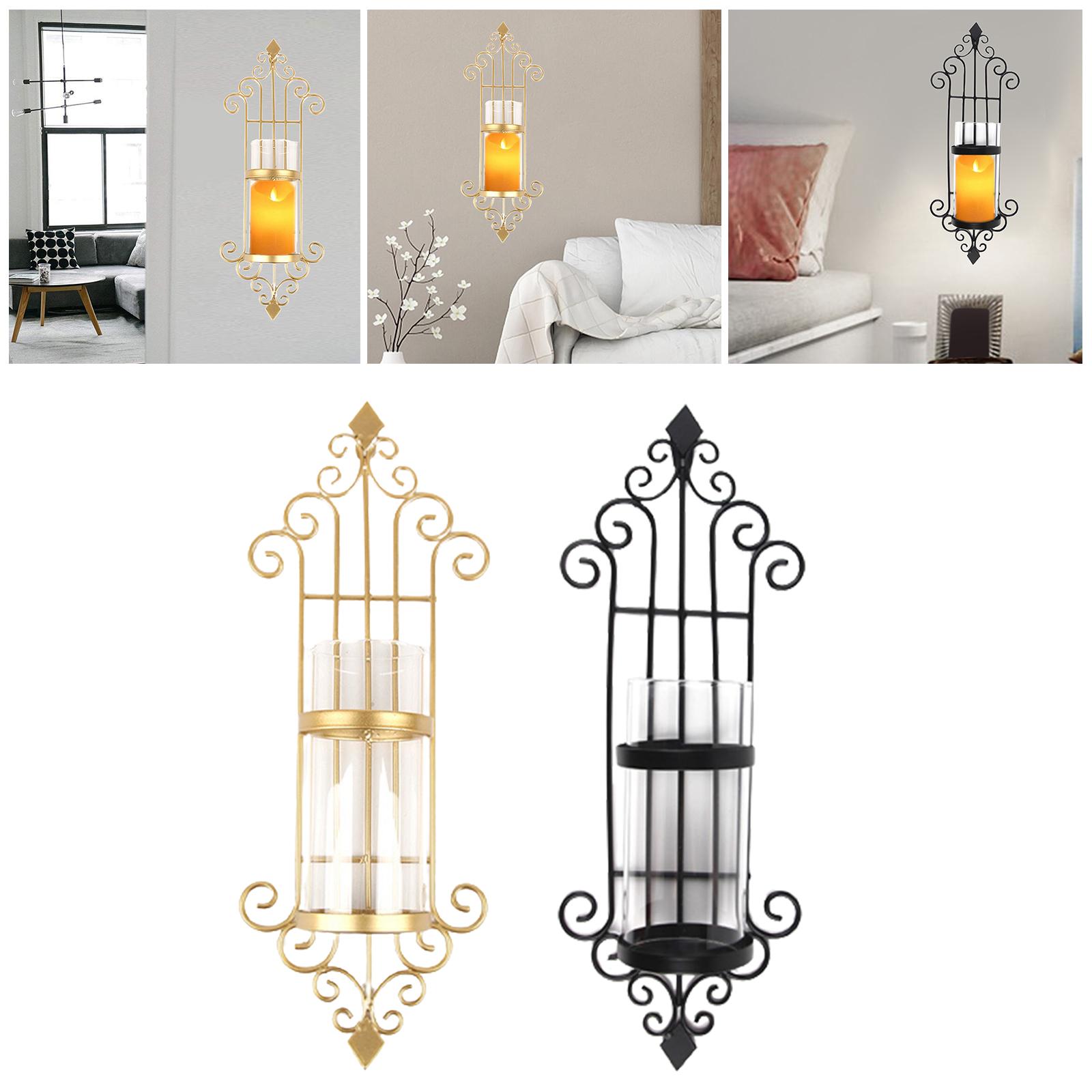 2 Pcs Wall Sconce Candle Holder, European Style Metal Wall Art Decorations for Living Room, Bathroom, Dining Room