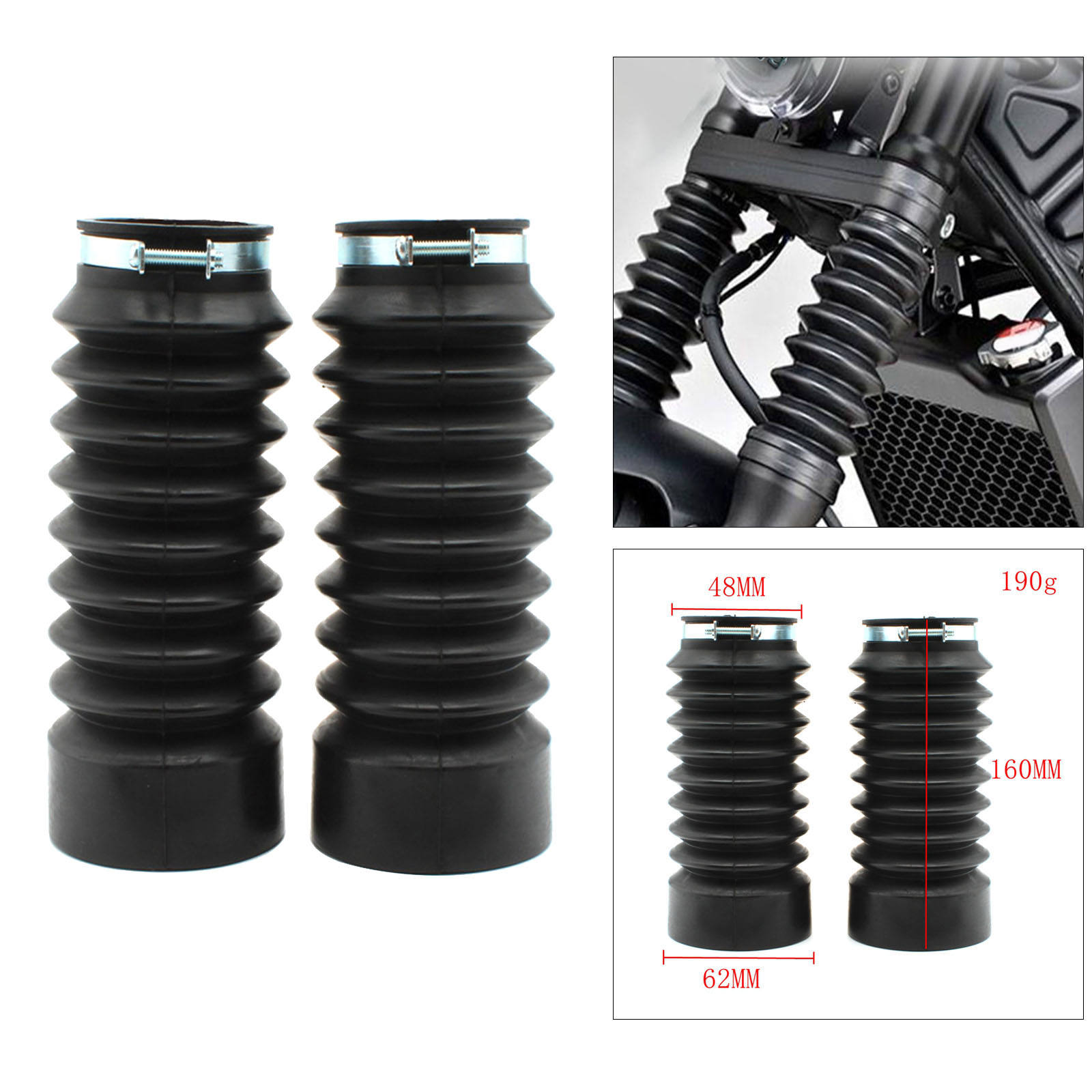1Pair Motorcycle Rubber Front Fork Cover Dust Cover Gaiters Boots for Honda Rebel CMX500 CMX300 2017-2021