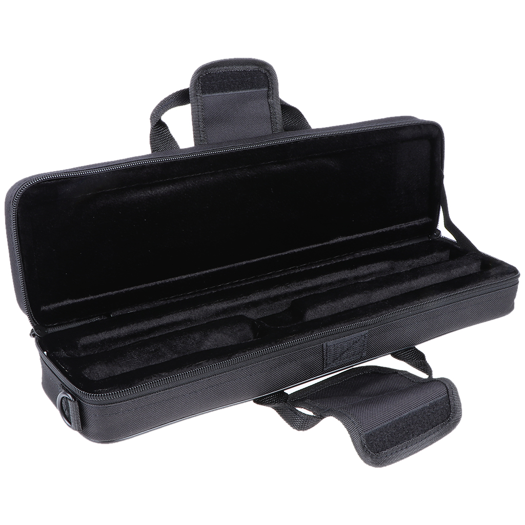 Nylon Padded Flute Case Foam Interior Bag Handbag Shoulder Bag Black