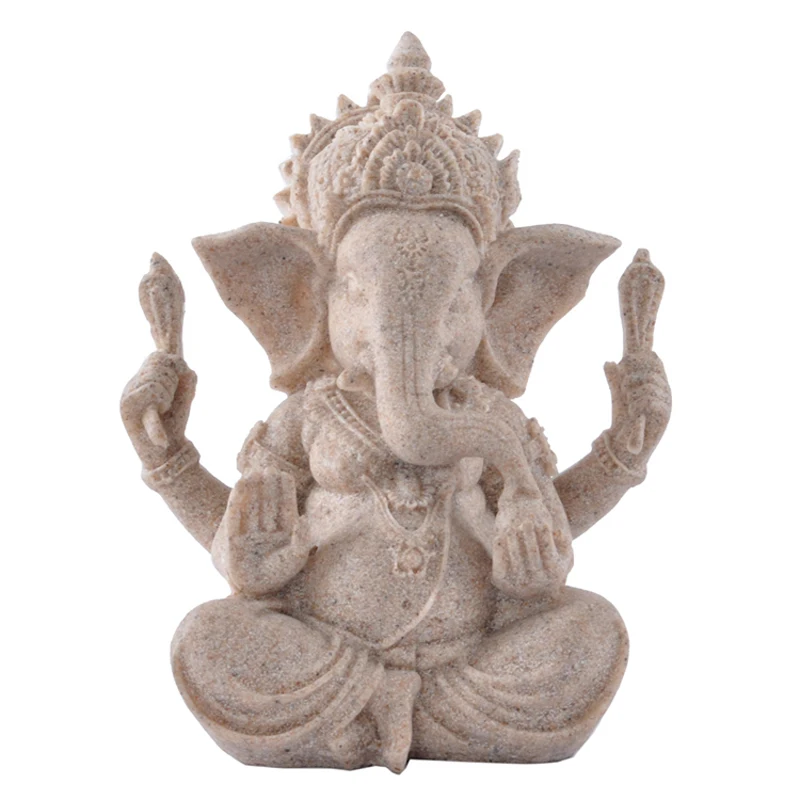 1pc Sandstone Ganesha Elephant Hand Carved Hand Carved Ornaments Figurine