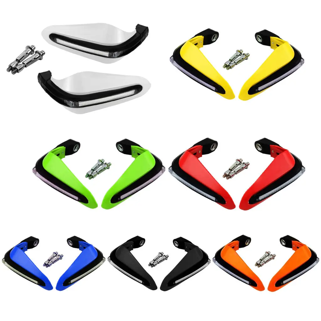1 Pair Motorcycle Handguards LED Hand Guards Protection Gear Windproof, Universal Easy to Install, Reduce Hand Fatigue