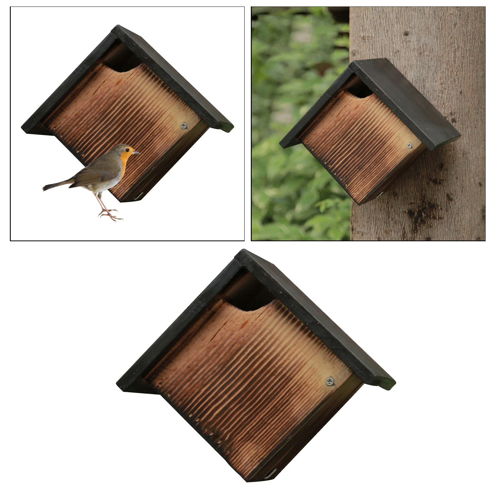 Wooden Outdoor Garden Bird House Wall / Tree Mounted Bird Sleeping Nest Hut