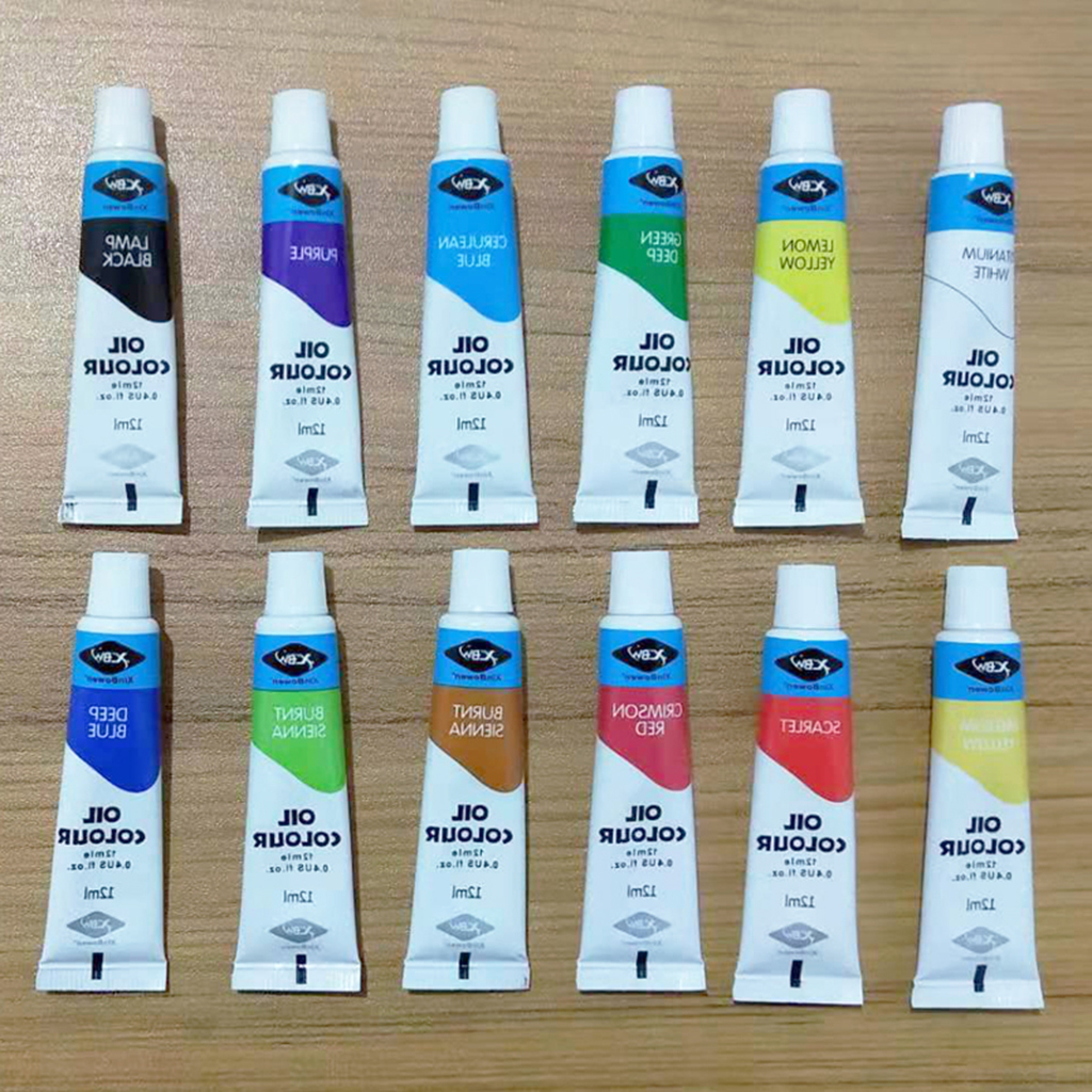 12 Colors Oil Paint Set Tube Artist Non Toxic Pigments For Kids Adults Professional Painting on Canvas Wood Clay Ceramic Crafts
