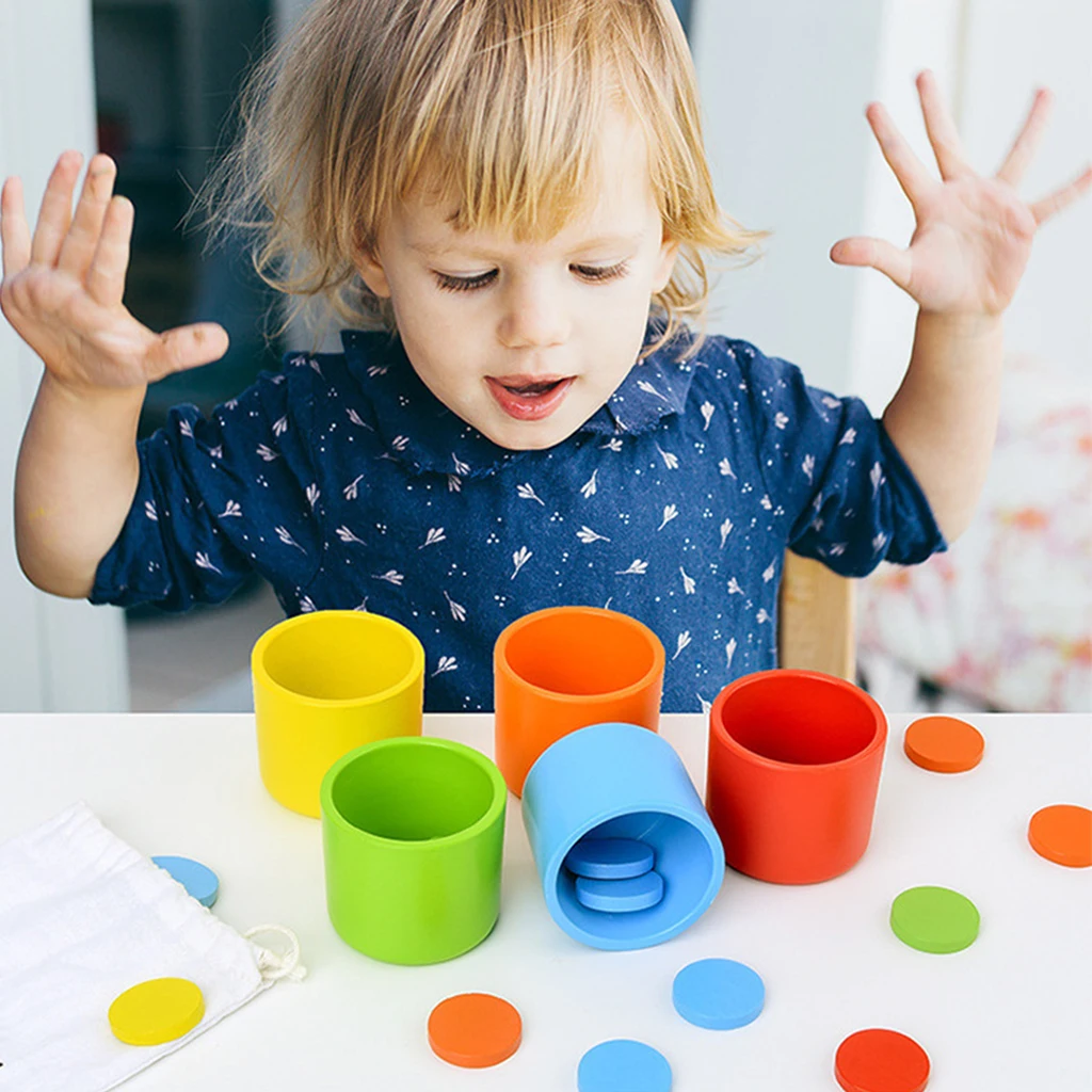 Counting Cups Montessori Color Sorting Educational Game Set of