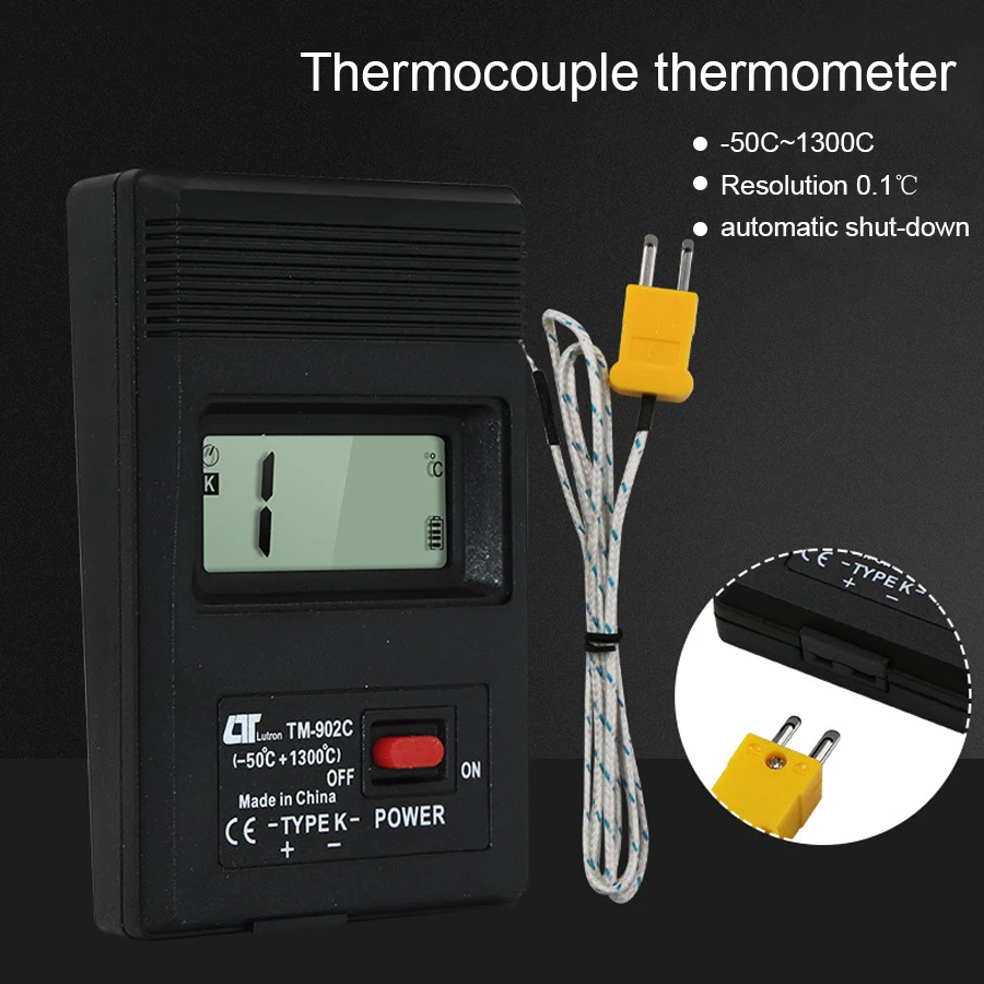 medidor de temperatura digital termômetro digital com sonda de termopar detector de gás líquido semisolide