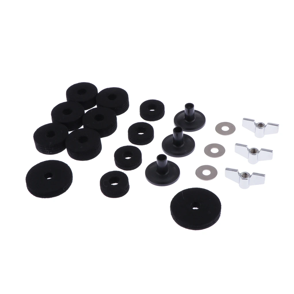 Practical Drum Set Cymbal Felts+Sleeves+Wing Nuts+Washers Set for Hi-Hat Cymbal Stand Accessories