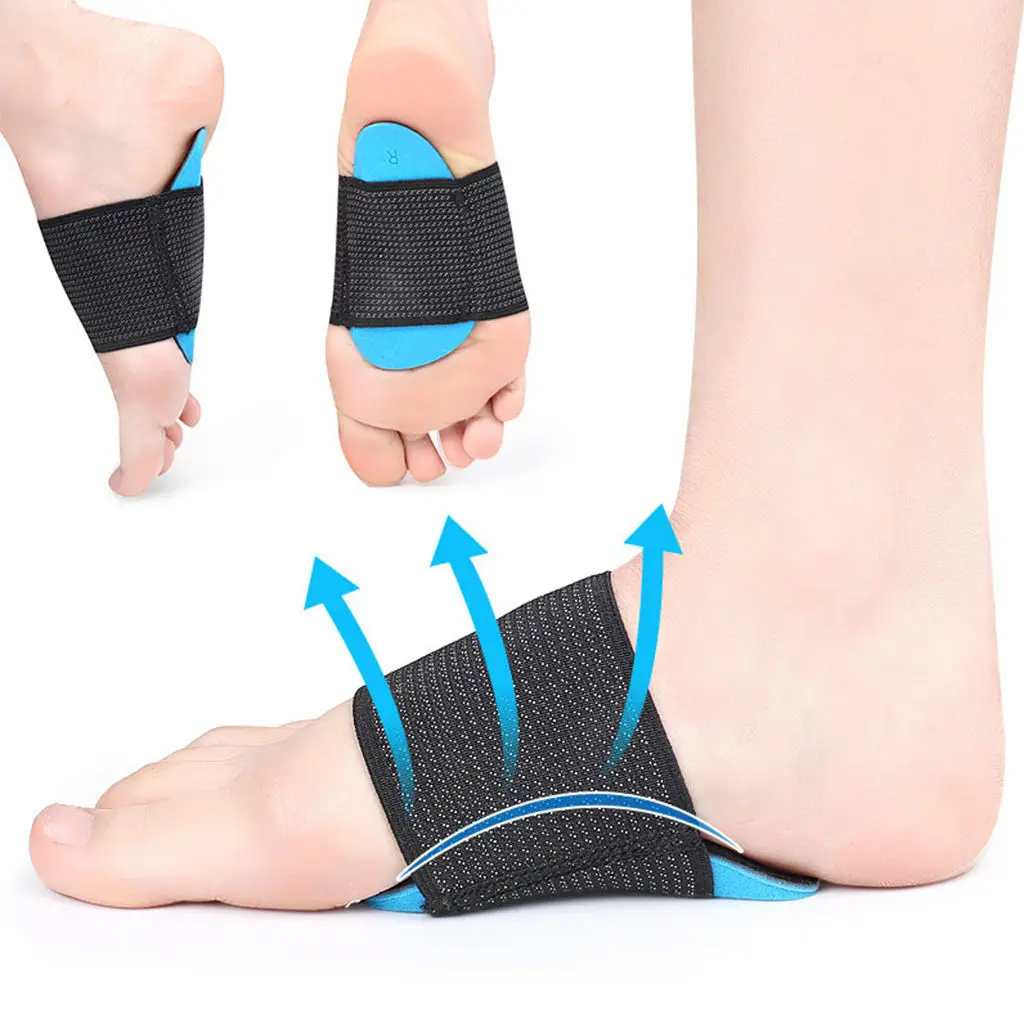 2Pcs Arch Support Brace Self-Adhesive Black Support Insoles Orthotic Pad for Men Women Plantar Problems Heel Fatigue Flat Foot