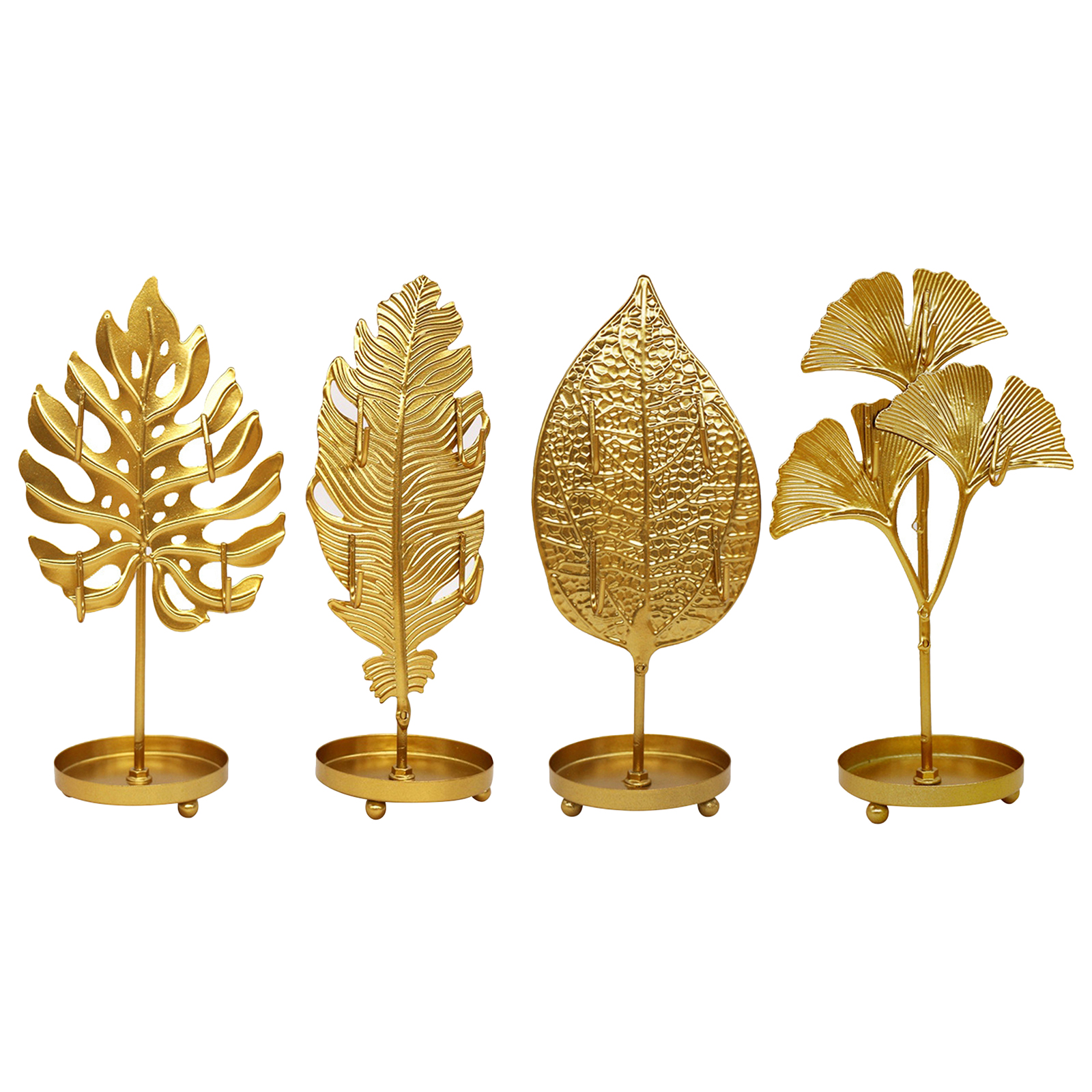 Metal Art Leaf Shape Hanging Jewelry Organizer Display Rack for Home Ornaments Living Room Desktop Countertop Bracelet Ring
