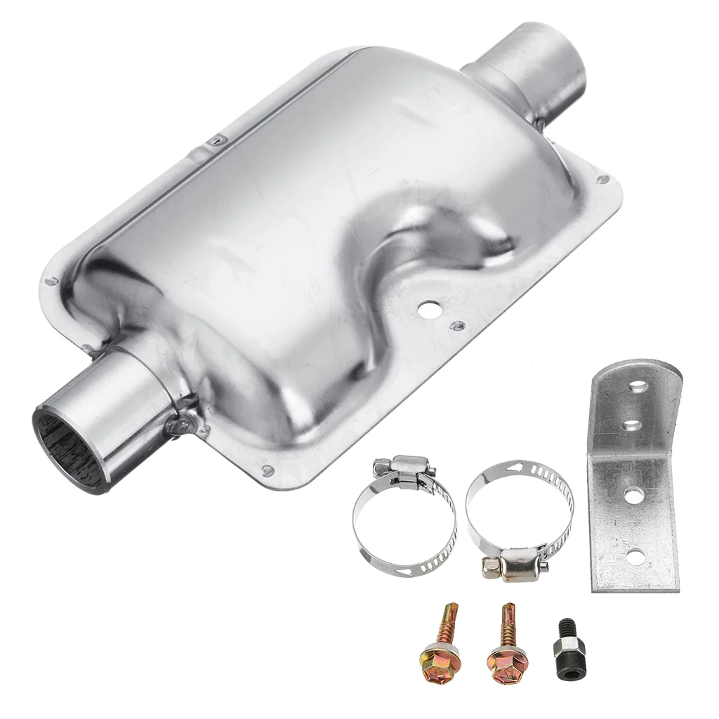 24mm Pipe Silencer Exhaust Muffler with 2 Clips and Mounting Bracket for Car Truck Parking Heater