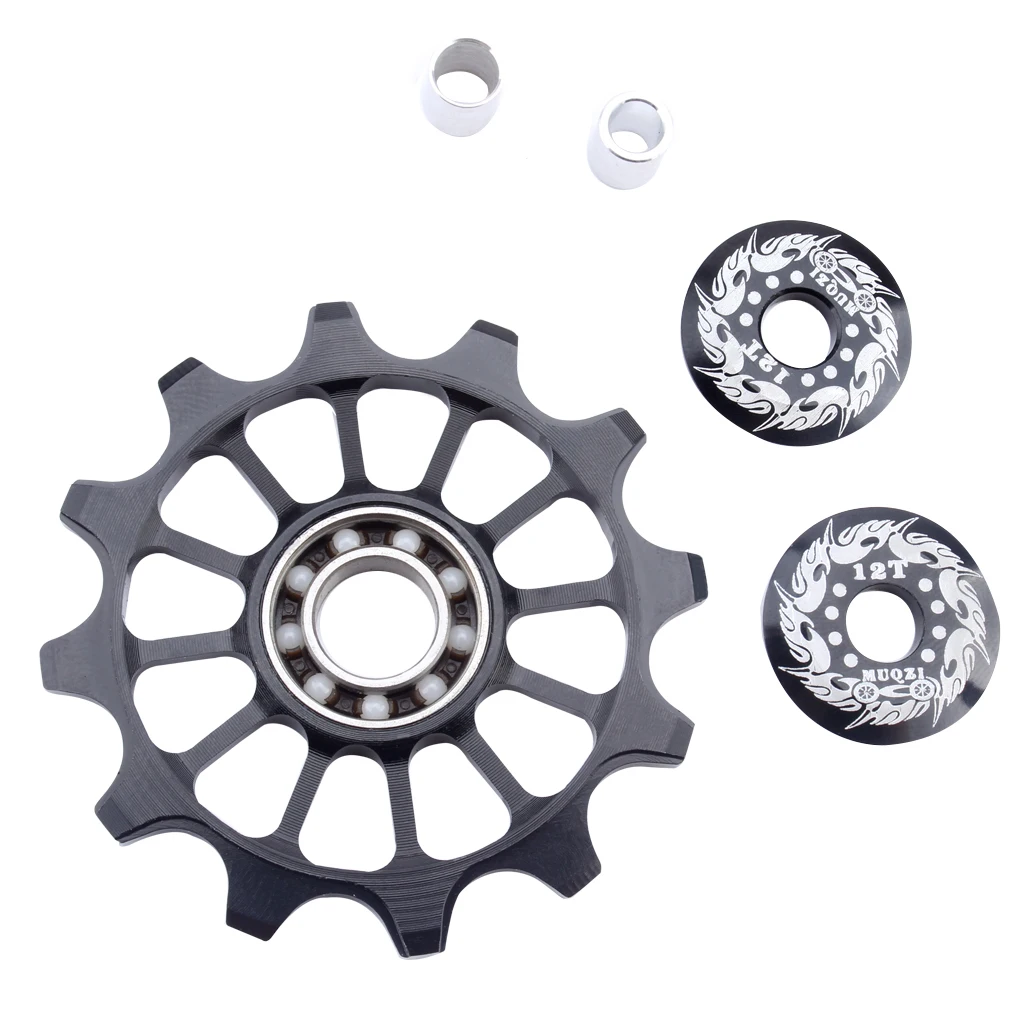 Bike Jockey Wheel Aluminum Alloy Cycling Bicycle Rear Derailleur Ceramic Bearing Guide Pulley 12T