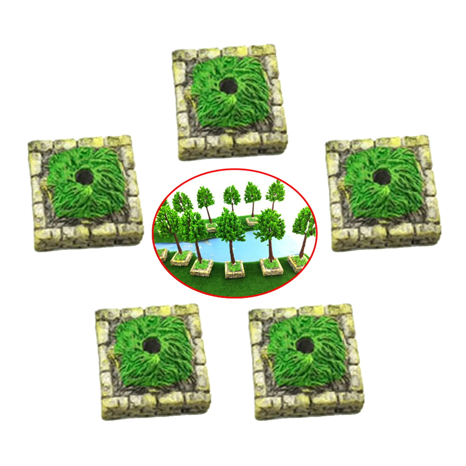 5 Pack Resin Mini Tree Altar Base Ornament Diorama Scenery Landscape Accessories