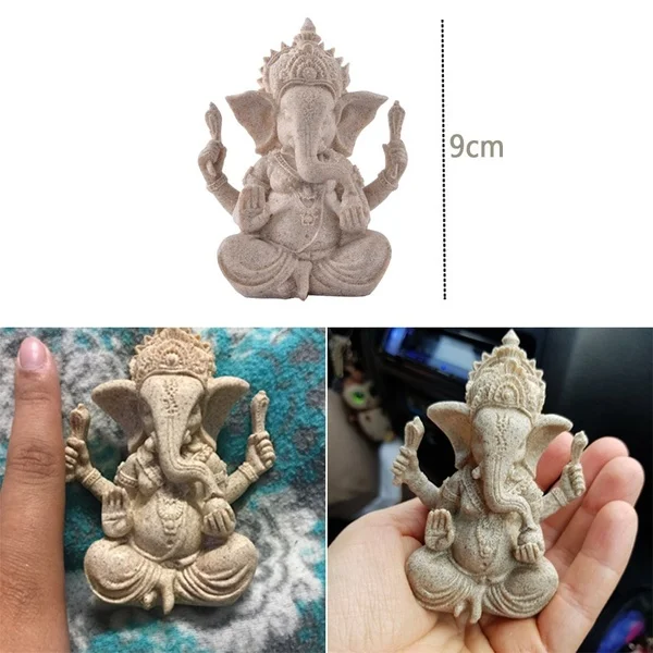 1pc Sandstone Ganesha Elephant Hand Carved Hand Carved Ornaments Figurine