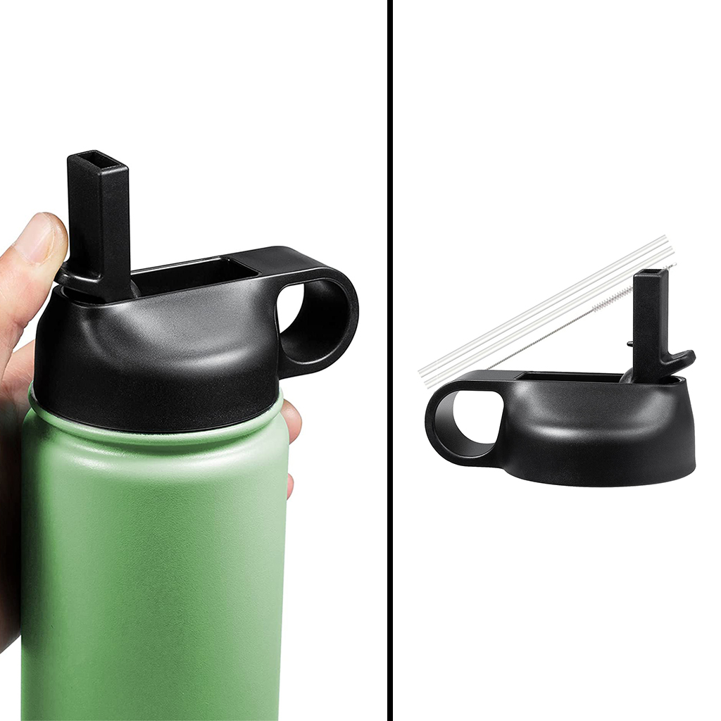 Wide Mouth Straw Lids Accessories Matching 2 Straws and 1 Cleaning Brush fit 12 oz - 64 oz Most Sport Water Bottle