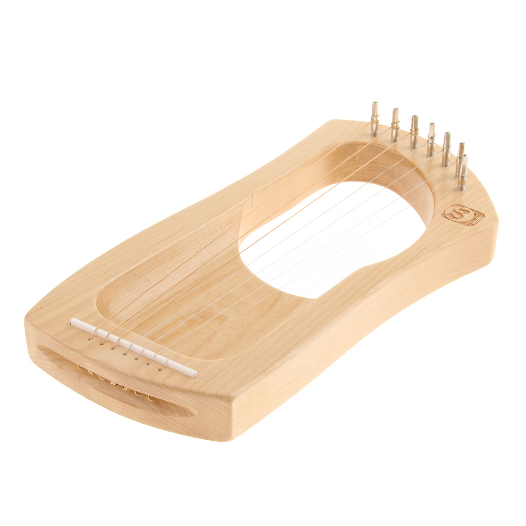 Wooden 7 Strings Mahogany Mini Harp Lyre， with Tuner&Case for Music Playing，Practicing