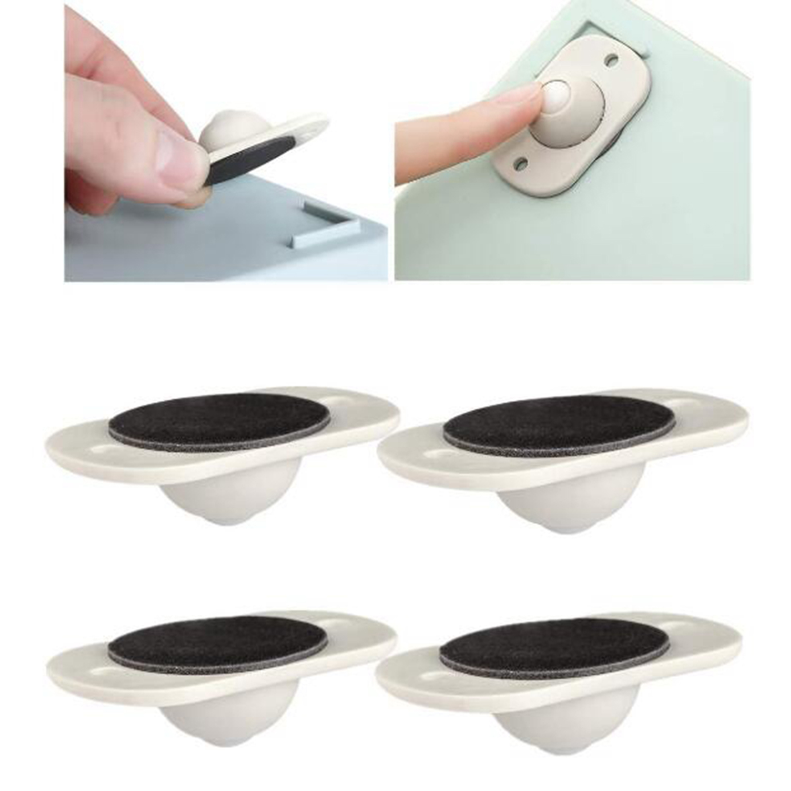 4 Pieces Self-adhesive Casters Paste Pulley Wheel Castors for Trash Can, Storage Box, Small Furniture