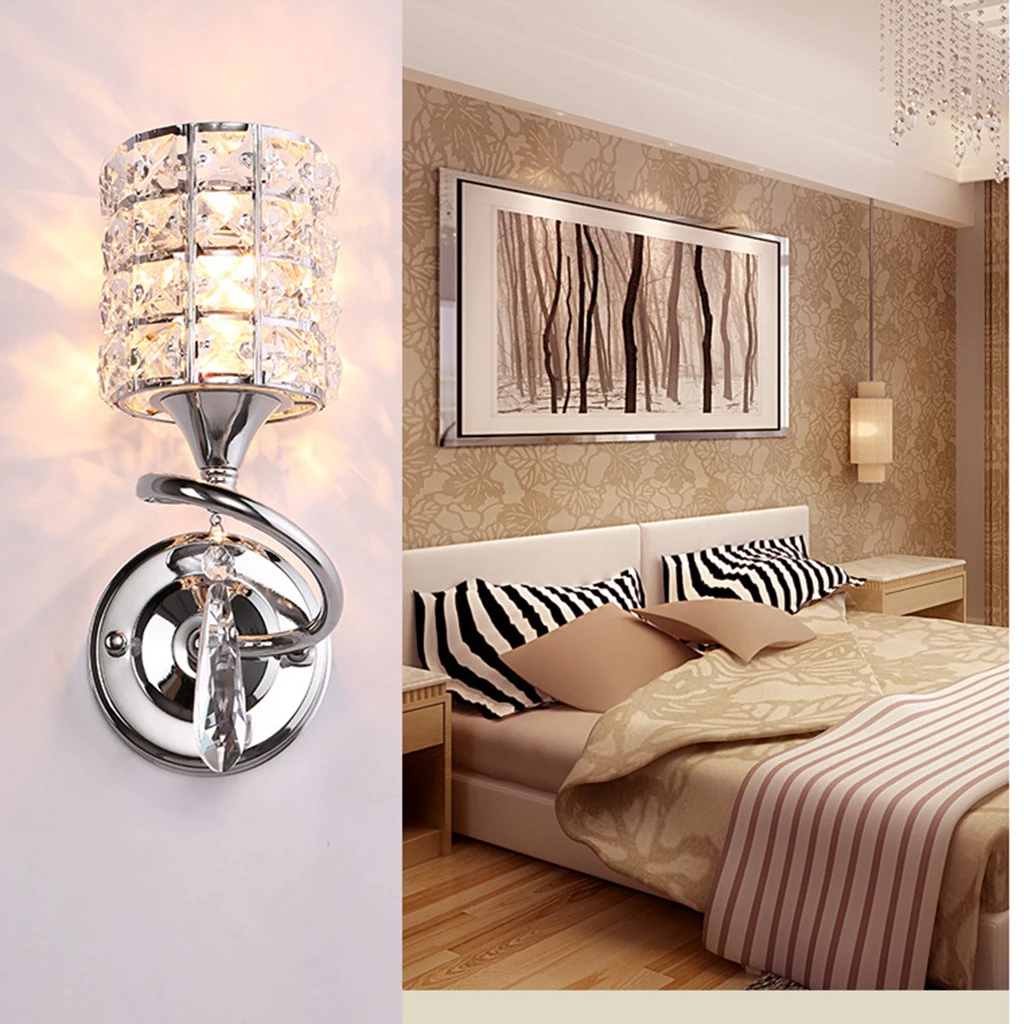 Modern Minimalist Crystal Lampshade Wall Lamp European Single Head Art E27 Wall Light Sconce For Bedside Aisle Home Decor