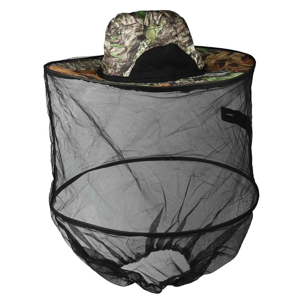 Foldable Insect Mosquito Bug Resistance Net Mesh Fish Cap Sun Hat Head Face Protector Camouflage