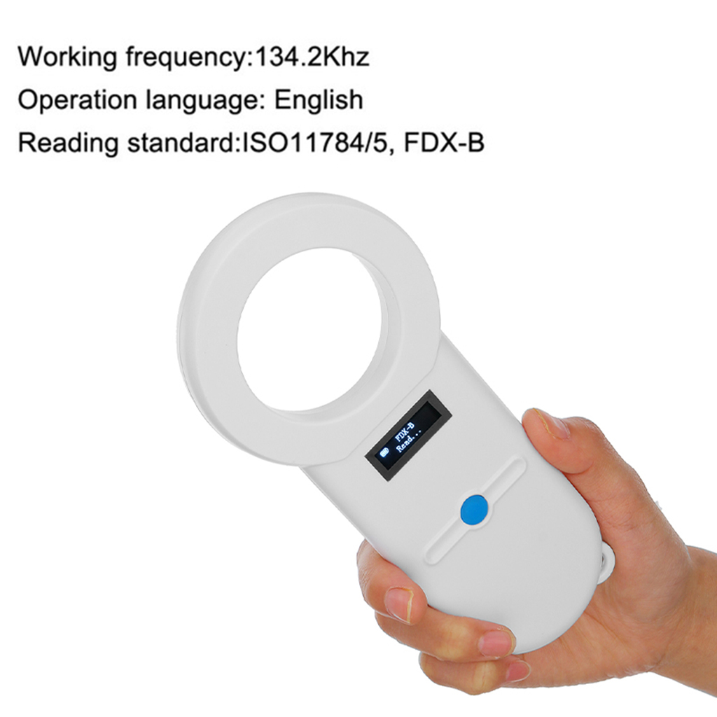 Pet Microchip Scanner, Handheld Animal Chip Reader with OLED Display, Portable RFID Reader Supports for ISO 11784/11785, FDX-B