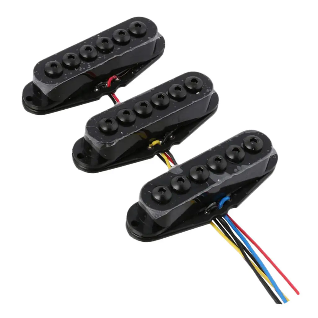 Pack of 3 Plastic 6 String Electric Guitar Single Coil Pickups, Black