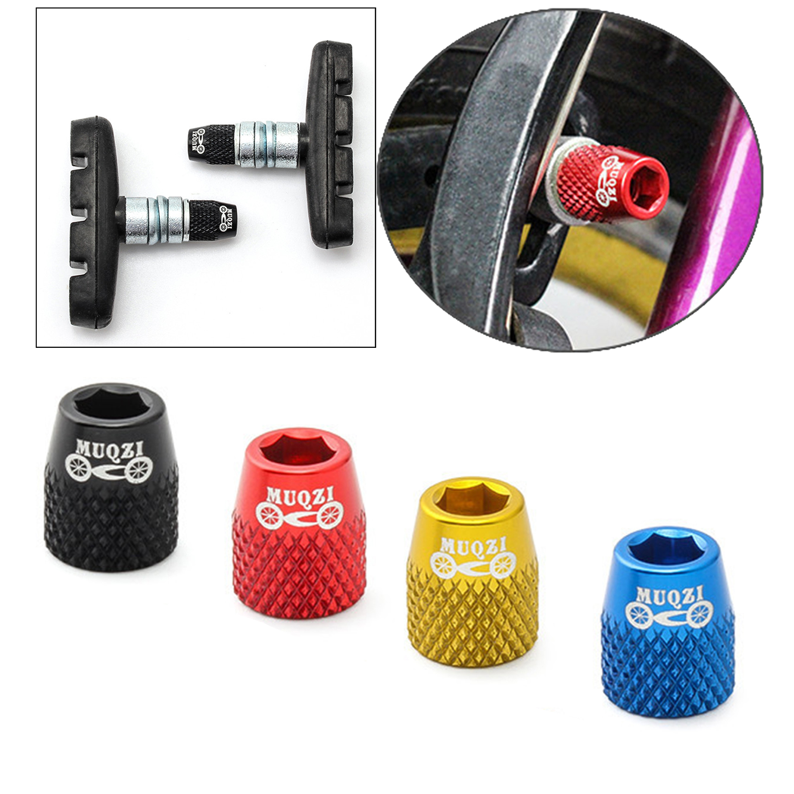 4pcs M6 Bike V Brake Pads Screw Hex Nut, Mountain Road Bicycle V-Brake Shoes Fixed Bolts Blocking Pad Blocker Hardware