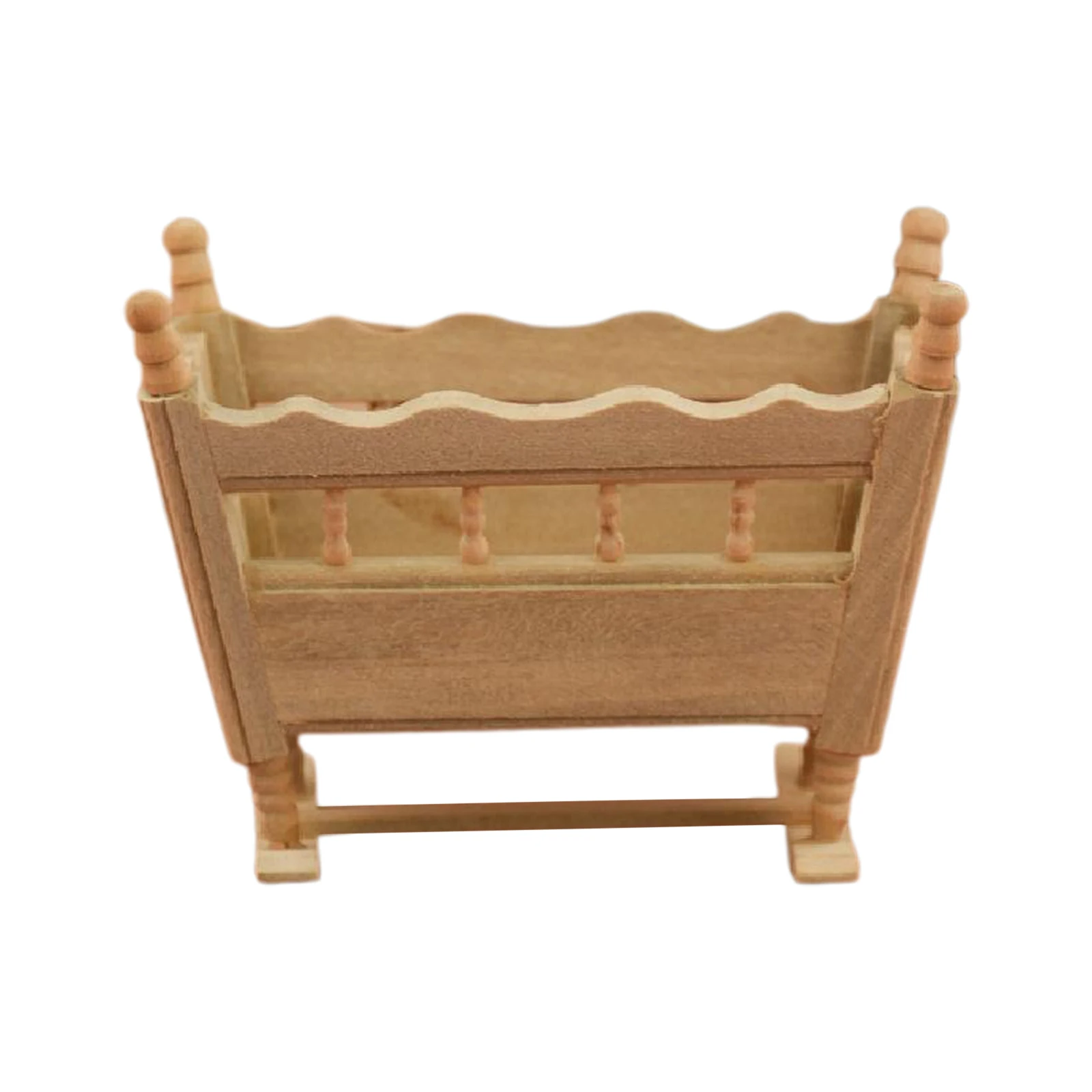 1:12 Scale Doll House Miniature Wooden Cradle Simulation Model Furniture