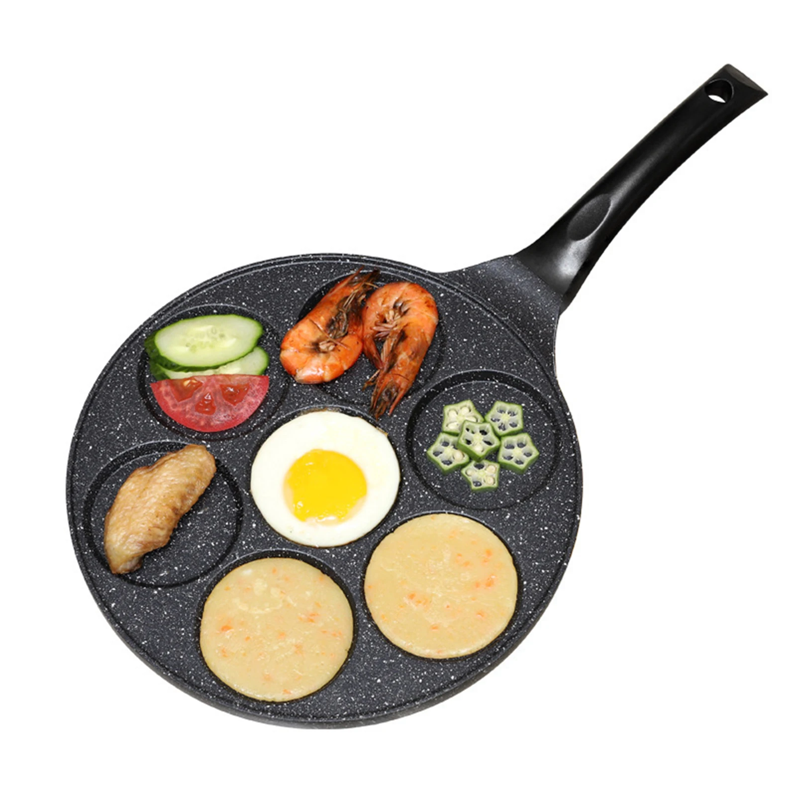Seven-Hole Breakfast Pan Multifunctional Egg Frying Mould Non-Stick Aluminum Steak Pan